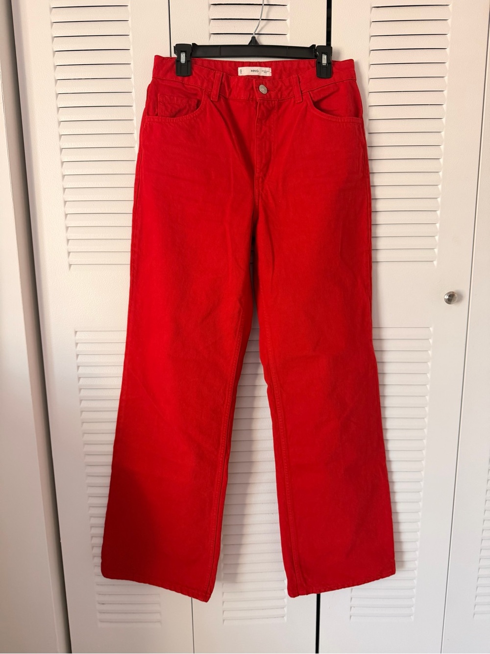 NWOT MANGO HIGH WAIST STRAIGHT JEANS IN RED